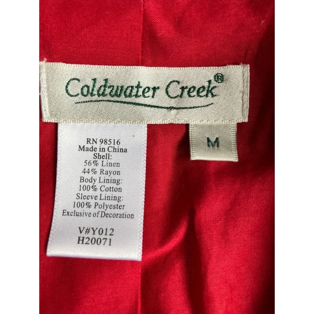 Linen Blend Embroidered‎ Lace Southwestern Jacket Cottagecore Beige Red Blue Med